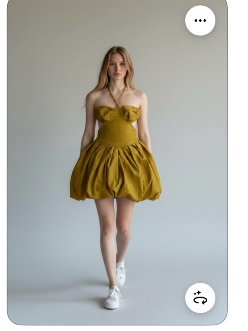 PrettyLittleThing Mustard Halter Bubble Hem Mini Dress